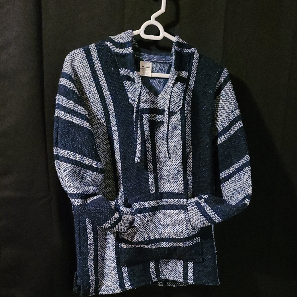 🇲🇽 Mexican Bojo blue and White Striped Hoodie